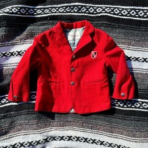 VINTAGE MCM HI LINE RED CREST PATCH BLAZER JACKET BOYS SIZE 4/5